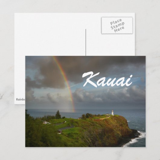 Rainbow over Kilauea Lighthouse text briefkaart (Voorkant / Achterkant)