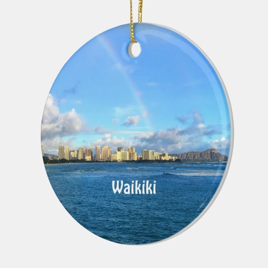 Rainbow over Waikiki  Ceramic Ornament (Links)
