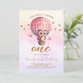 Rainbow Owl 1st Birthday Uitnodiging (Staand voorkant)