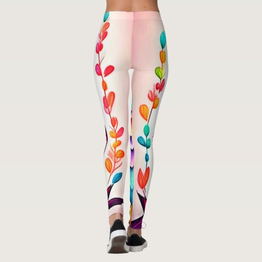 Rainbow Owl Perch Art Leggings (Achterkant)
