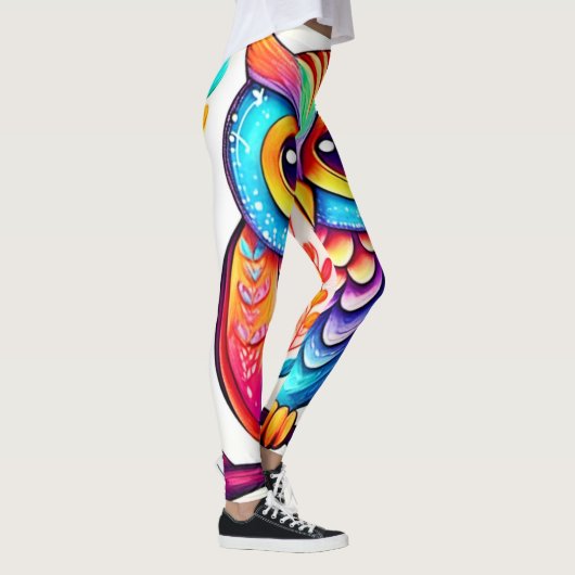 Rainbow Owl Perch Art Leggings (Rechts)