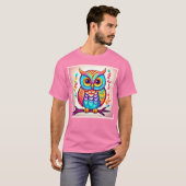 Rainbow Owl Perch Art T-shirt (Voorkant volledig)