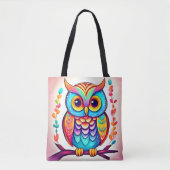 Rainbow Owl Perch Art Tote Bag (Voorkant)