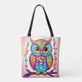 Rainbow Owl Perch Art Tote Bag (Achterkant)