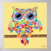 Rainbow Owl Wall Art Girls Room Poster (Voorkant)