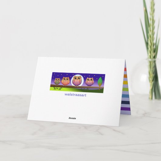 Rainbow Owls Verjaardag aangepaste Tekstkaart Kaart (Achterkant)