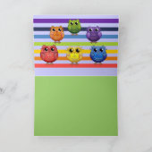 Rainbow Owls Verjaardag aangepaste Tekstkaart Kaart (Binnen)