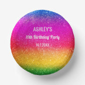 Rainbow Paars Yellow Sparkle Birthday Party Papieren Kommen (Voorkant)