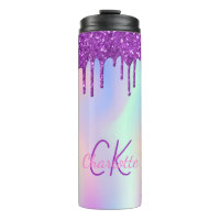 Rainbow paarse glitter druipt holografisch monogra