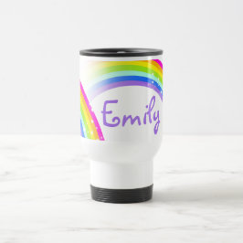 Rainbow paarse violet sterren en aangepaste naam reisbeker