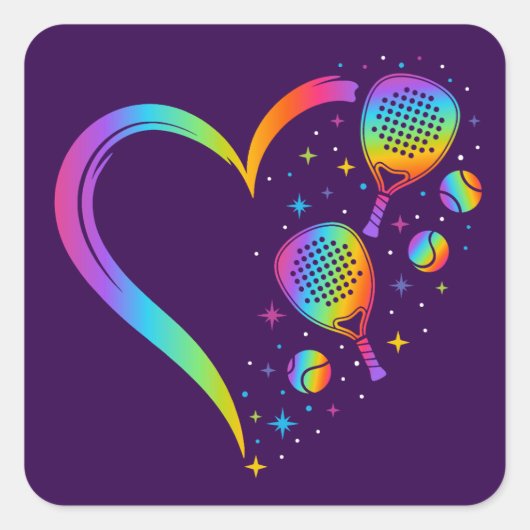 Rainbow Padel Vierkante Sticker (Voorkant)