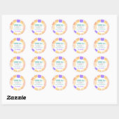 Rainbow Paint Birthday Party Favor Dank u Ronde Sticker (Vel)