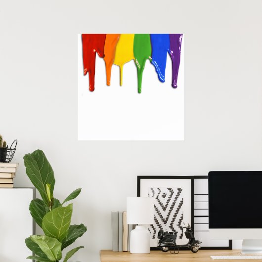 RAINBOW PAINT DRIPPINGS —.png Poster (Thuiskantoor)