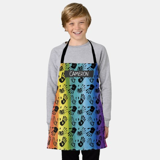 Rainbow Paint Handprint All-Over Print Schort (Gedragen)