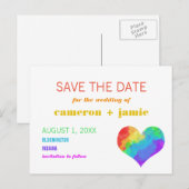 Rainbow Paint Heart Gay Lesbian Save the Date Aankondigingskaart (Voorkant / Achterkant)