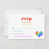 Rainbow Paint Heart Gay Lesbian Wedding RSVP Kaartje (Voorkant)