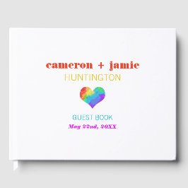 Rainbow Paint Heart Gay Lesbische bruiloft Gastenboek