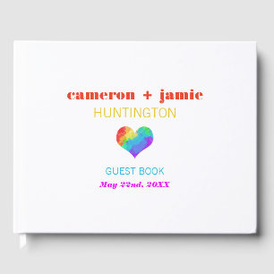 Rainbow Paint Heart Gay Lesbische bruiloft Gastenboek