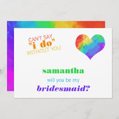 Rainbow Paint Heart Lesbian Wedding Bridesmaid Kaart (Voorkant / Achterkant)