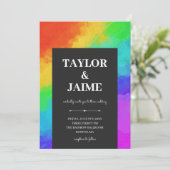 Rainbow Paint Moderne Homo Lesbische Huwelijk Kaart (Staand voorkant)