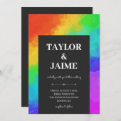 Rainbow Paint Moderne Homo Lesbische Huwelijk Kaart (Voorkant / Achterkant)