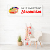 Rainbow Paint Palette Art Birthday Party Banner (Insitu)
