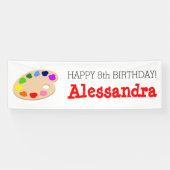 Rainbow Paint Palette Art Birthday Party Banner (Horizontaal)