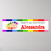 Rainbow Paint Palette Art Birthday Party Banner Poster (Voorkant)