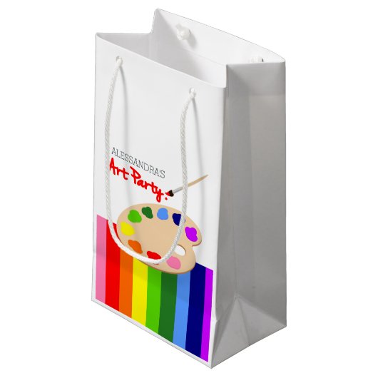 Rainbow Paint Palette Art Birthday Party Klein Cadeauzakje (Voorkant Gekanteld)