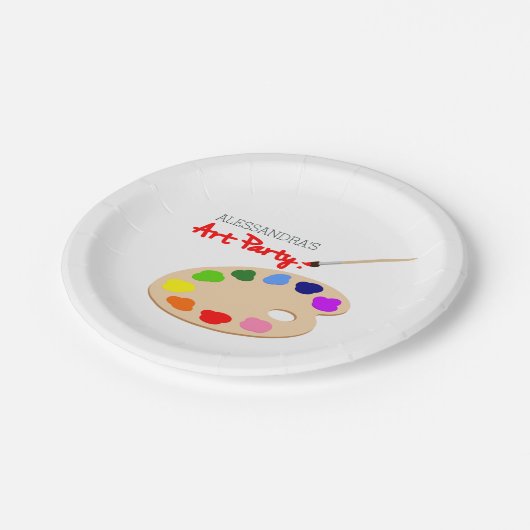Rainbow Paint Palette Art Verjaardagsfeest Papieren Bordje (Gekanteld)