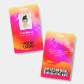 Rainbow Paint personeelsfoto, streepjescode, naam Badge (Voor- en achterkant)