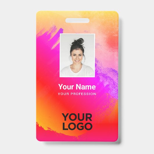 Rainbow Paint personeelsfoto, streepjescode, naam Badge (Voorzijde)