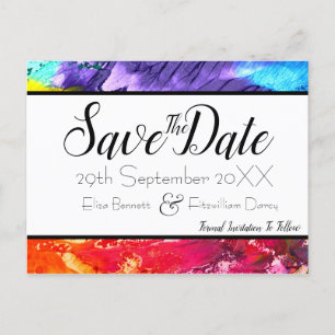 Rainbow Paint Save the Date Briefkaart