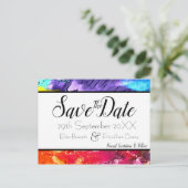 Rainbow Paint Save the Date Briefkaart (Staand voorkant)