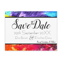Rainbow Paint Save the Date Briefkaart