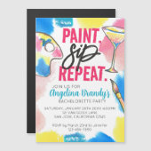 Rainbow Paint Sip Herhaal Bachelorette Party Magnetische Uitnodiging (Voorkant / Achterkant)