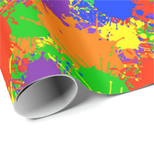Rainbow Paint Splash Birthday Party Gift Wrap Cadeaupapier