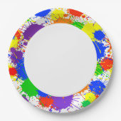 Rainbow Paint Splash Birthday Party Paper Plates Papieren Bordje (Voorkant)