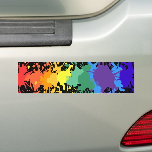RAINBOW PAINT SPLASH DRIPS GAY PRIDE CAR BUMPER BUMPERSTICKER (Op auto)
