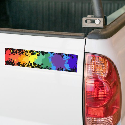 RAINBOW PAINT SPLASH DRIPS GAY PRIDE CAR BUMPER BUMPERSTICKER (Op Truck)