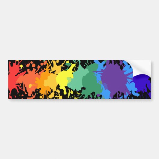 RAINBOW PAINT SPLASH DRIPS GAY PRIDE CAR BUMPER BUMPERSTICKER (Voorkant)