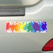 RAINBOW PAINT SPLASH DRIPS GAY PRIDE CAR BUMPER BUMPERSTICKER (Op auto)