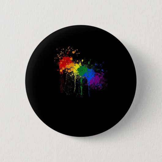 Rainbow Paint Splash Flag LGBT Pride Maand T-shirt Ronde Button 5,7 Cm (Voorkant)