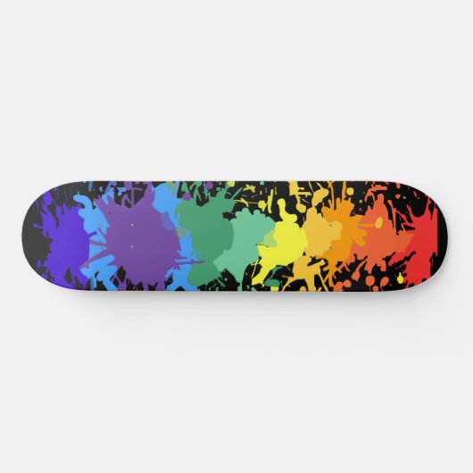 RAINBOW PAINT SPLASH GRAFFITTI SKATEBOARD (Horizontaal)