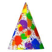 Rainbow Paint Splash Kids Verjaardagspapier Party  Feesthoedjes (Achterkant)