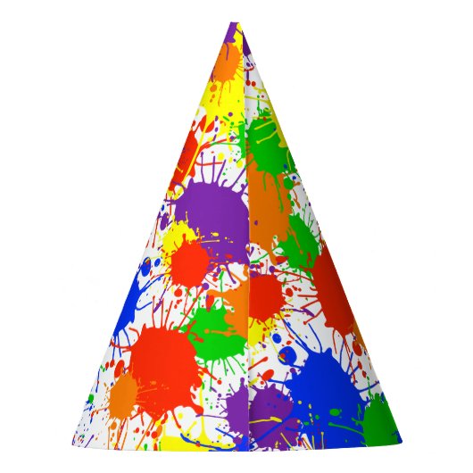 Rainbow Paint Splash Kids Verjaardagspapier Party  Feesthoedjes (Achterkant)