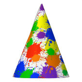 Rainbow Paint Splash Kids Verjaardagspapier Party  Feesthoedjes (Links)