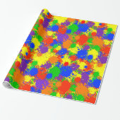Rainbow Paint Splash Verjaardagsfeestje Cadeauverp Cadeaupapier (Uitgerold)