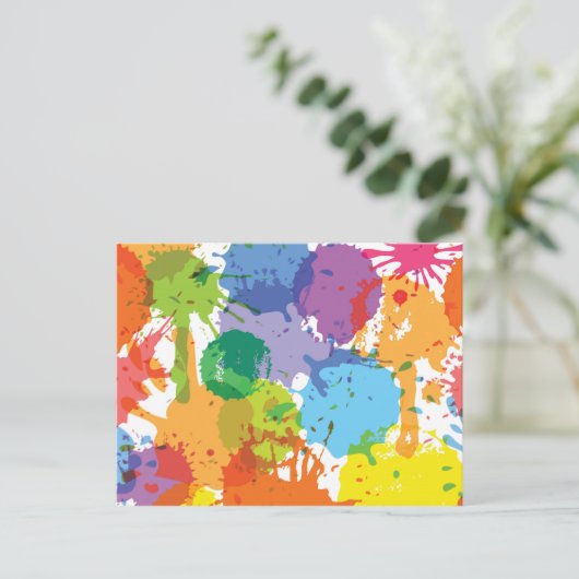 Rainbow Paint Splat Pattern Briefkaart (Staand voorkant)