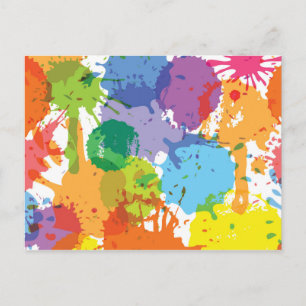 Rainbow Paint Splat Pattern Briefkaart